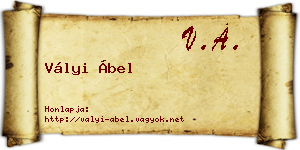 Vályi Ábel névjegykártya
